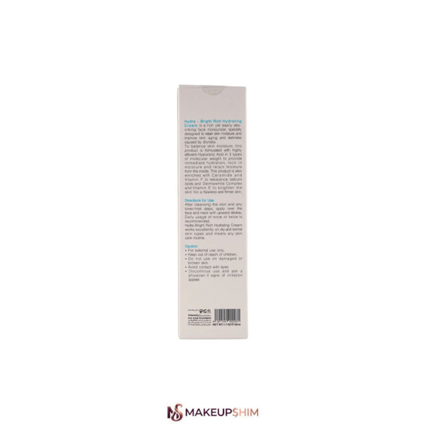 عکس جعبه محصول کرم آبرسان صورت و گردن برایت مکس مدل Rich حجم 50ml نمای پشتی