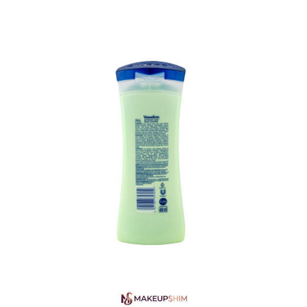 نمای پشت محصول لوسیون بدن وازلین مدل آلوئه ورا (Aloe Soothe) حجم 400 میلی‌لیتر