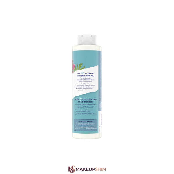 نمای زاویه پشت محصول شامپو بدن اس تی ایوز مدل نارگیل و ارکیده (Coconut Water & Orchid) حجم 650 میلی لیتر