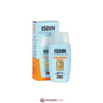 نمای با کارتن محصول ضدآفتاب بدون رنگ ایزدین SPF50 مدل (Fusion Water Magic) ‌مناسب انواع پوست حجم 50 میلی‌لیتر