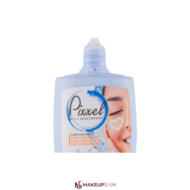 نمای باز شده محصول کرم ضد آفتاب بی رنگ پیکسل با SPF50 مدل (Oily Acne Prone Skin) حجم 50 میلی لیتر