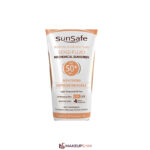 نمای زاویه جلوتر محصول کرم ضدآفتاب SPF50 سنسی فلوئید سان‌سیف حجم 50 میلی‌لیتر