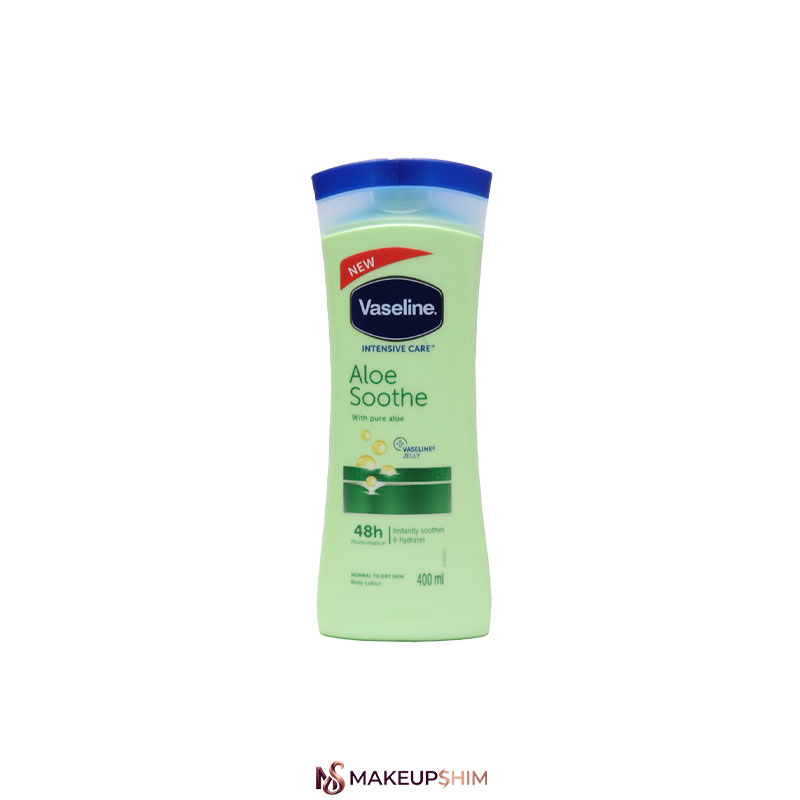 نمای اصلی محصول لوسیون بدن وازلین مدل آلوئه ورا (Aloe Soothe) حجم 400 میلیلیتر نمای اصلی محصول لوسیون بدن وازلین مدل آلوئه ورا (Aloe Soothe) حجم 400 میلیلیتر