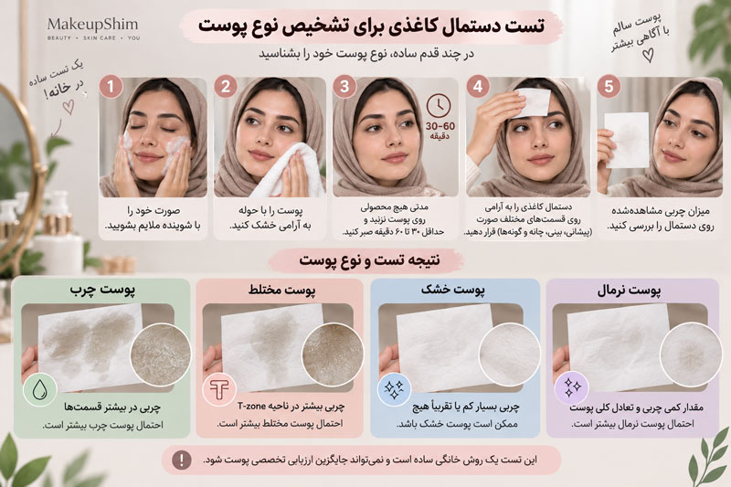 تست دستمال کاغذی برای تشخیص نوع پوست